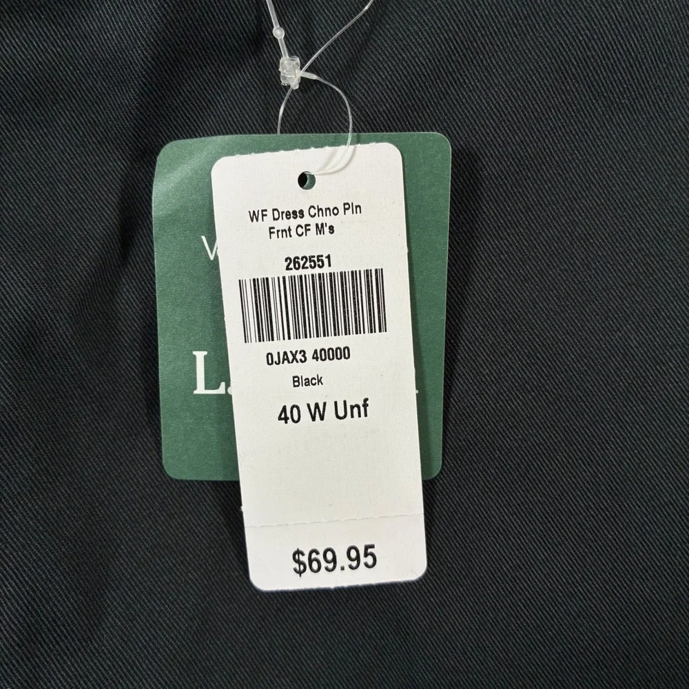 NEW L.L.Bean Dress Chino 40x34 Black Classic Fit Wrinkle Free Cotton 262551